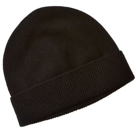 Phenix Cashmere Jersey Beanie Hat Black Cuffed $120+ - Picture 1 of 6